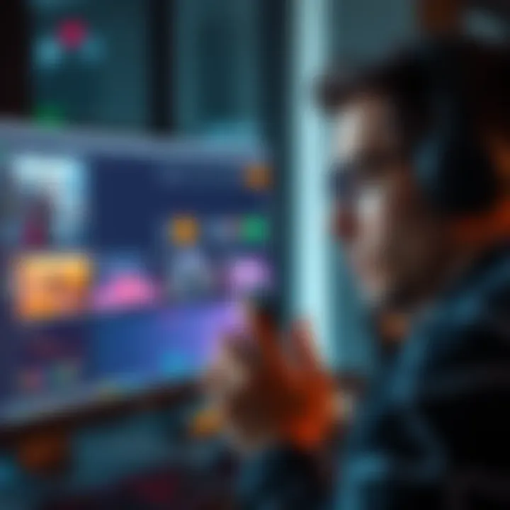 A programmer looks worried while examining AI-generated mod tools on a computer screen filled with digital artwork, showing a mix of traditional and AI art styles.