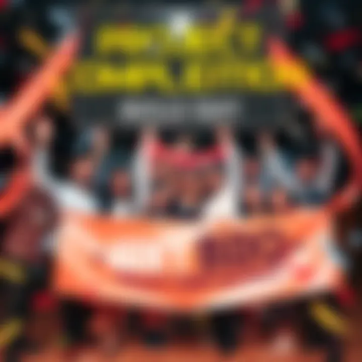 A group of happy people celebrating the completion of a major project with banners and confetti