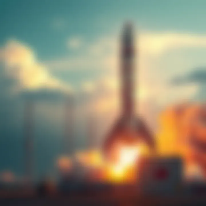 A rocket ready for launch with Project Crown branding