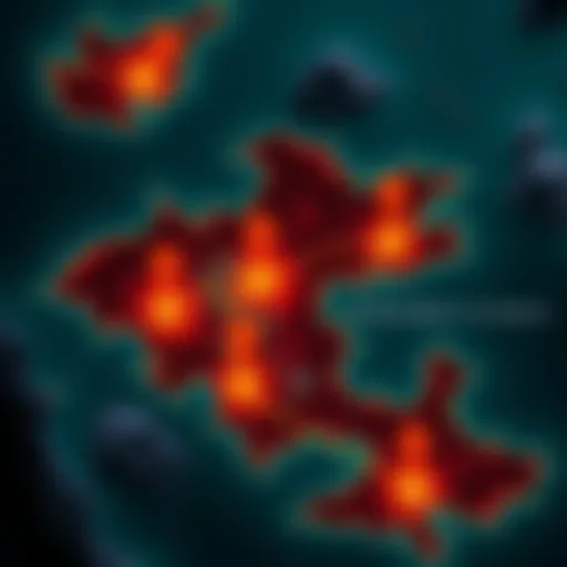 A map of Promethea highlighting missing fast travel locations and unexplored areas