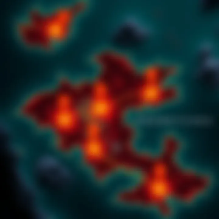 A map of Promethea highlighting missing fast travel locations and unexplored areas