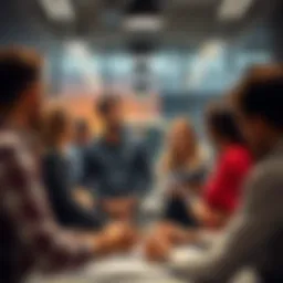 A group of people talking about legal property transfer in an office setting