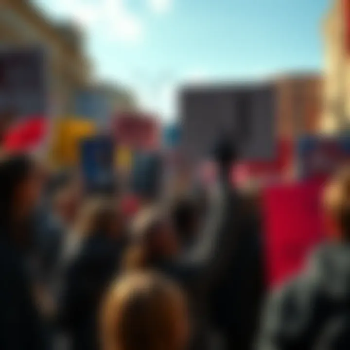 Protest against AI People holding signs opposing AI technology at a rally