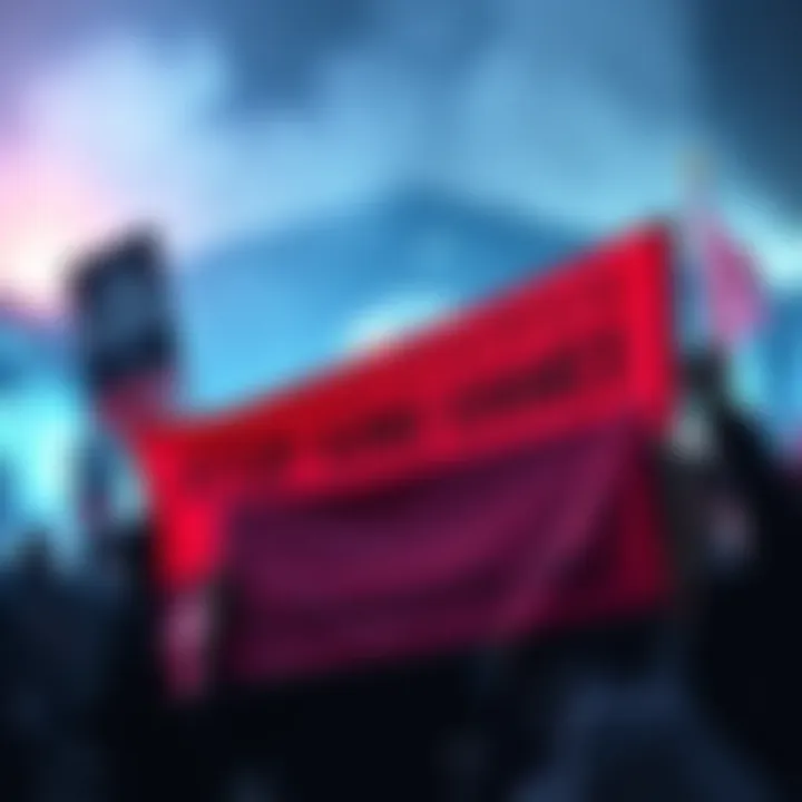 Activists holding banners demanding transparency in gaming and player data control