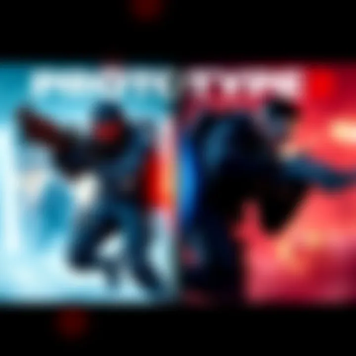 Prototype Game Comparison A split-screen view showing gameplay from Prototype 1 on one side and Prototype 2 on the other, illustrating their combat and visual styles.