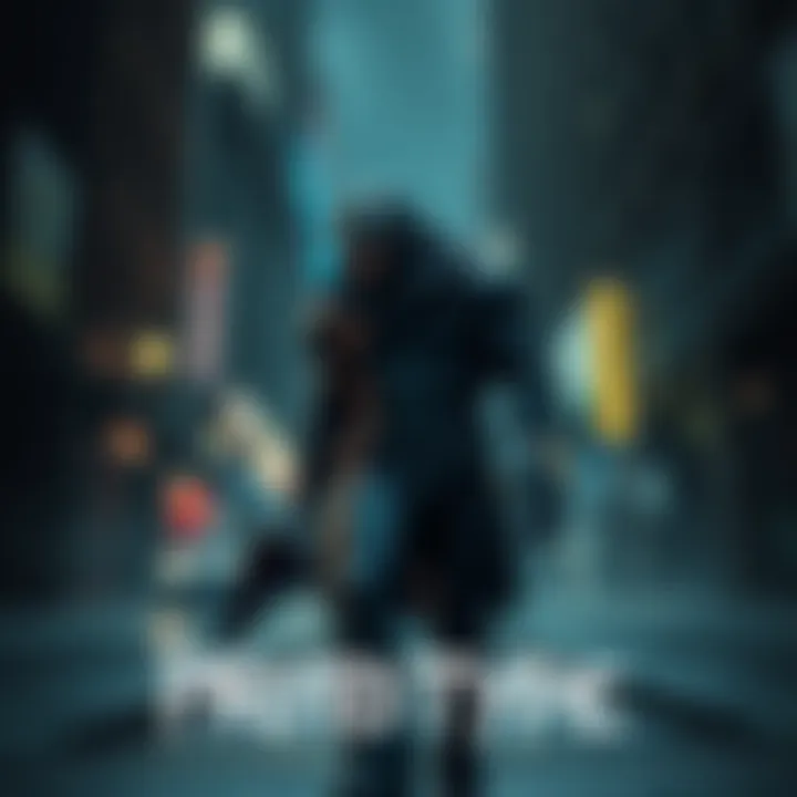 Concept art showing a character resembling Venom in a dark urban setting, hinting at the game's connection to Spider-Man.