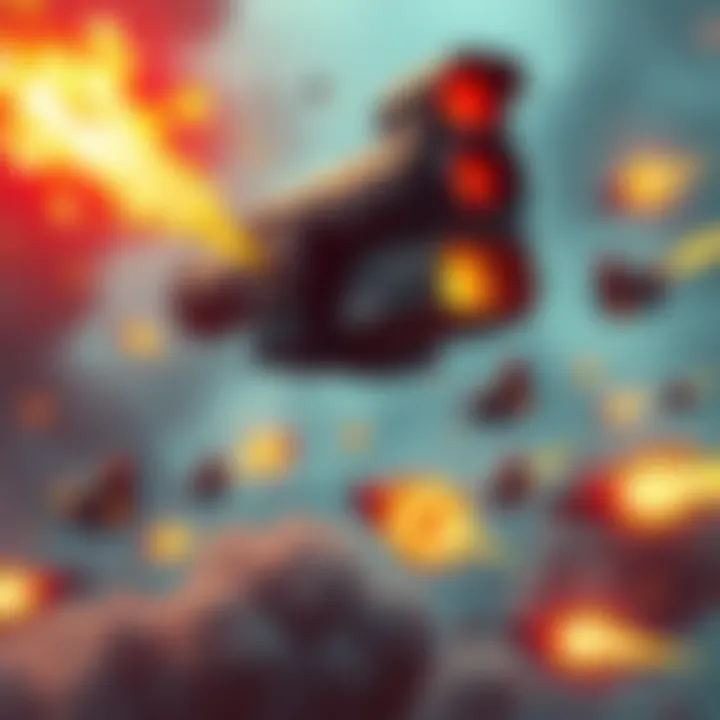 A depiction of an MGL with a proximity detonation feature, showcasing the blast radius and impact on various targets.
