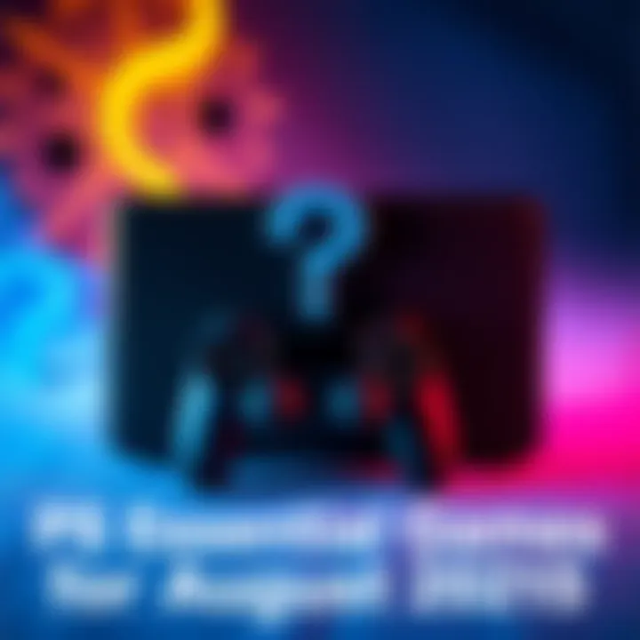 A graphic featuring a gaming console and controller with question marks, representing predictions for PS Plus Essential games in August 2025.
