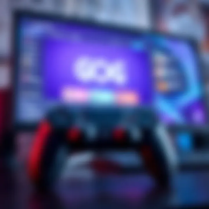 A PS4 controller connected to a computer screen displaying a GOG game menu