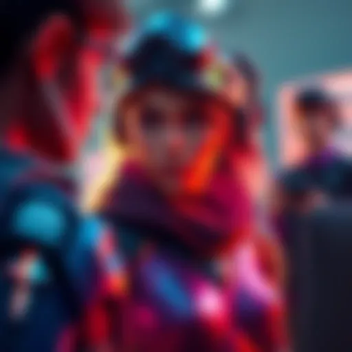 A digital representation of the PS4 Sister character, showcasing its unique design and features, with a gamer discussing its value in the background.