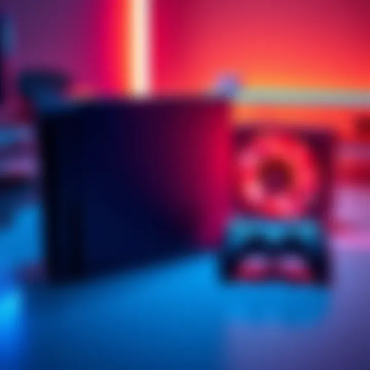 A PS5 console sitting next to a cooling fan to prevent overheating.