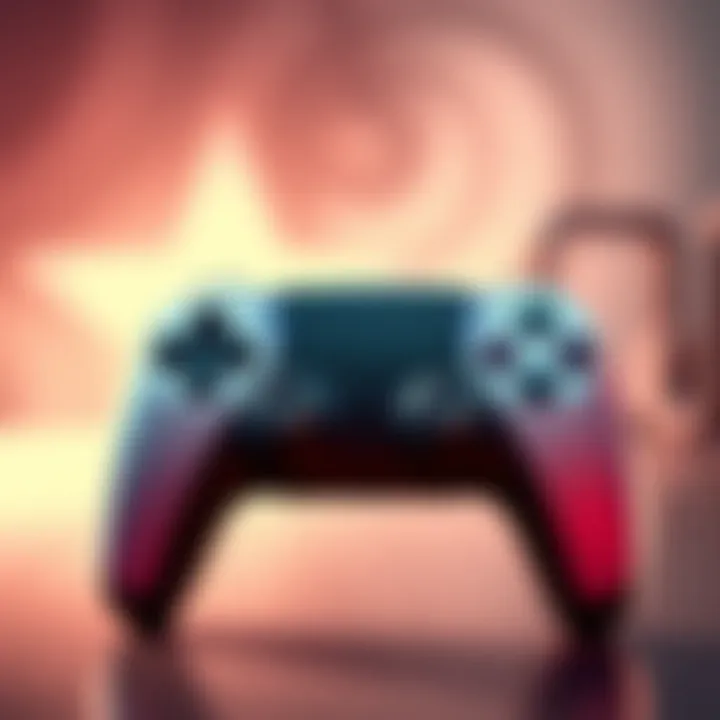 A PS5 controller with a focus on the vibration feature while tracking game objectives.