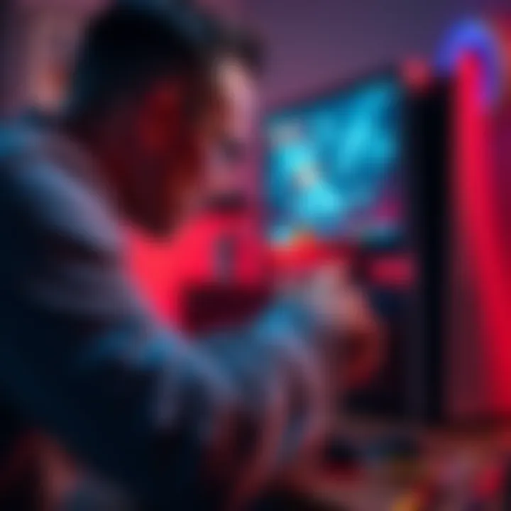 A person inspecting a PS5 console connected to a TV showing display issues, with tools nearby for troubleshooting.