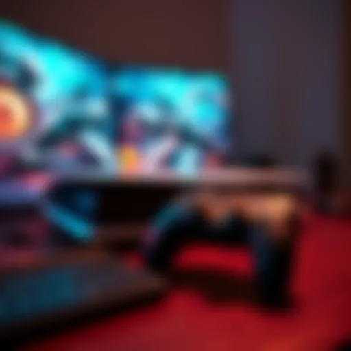A PlayStation 5 console and controller on a gaming desk, showcasing an exciting gaming session