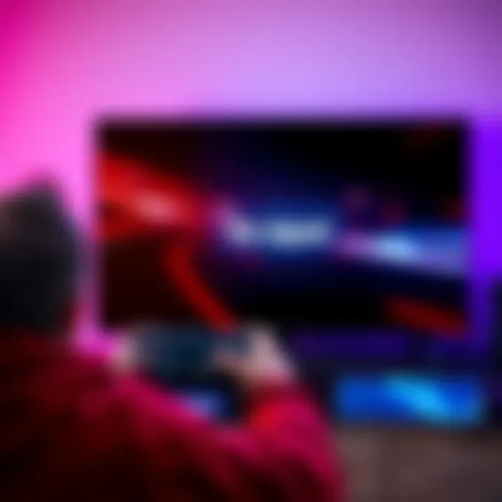 A PS5 console displaying a 'No signal' message on a TV screen with a player looking frustrated
