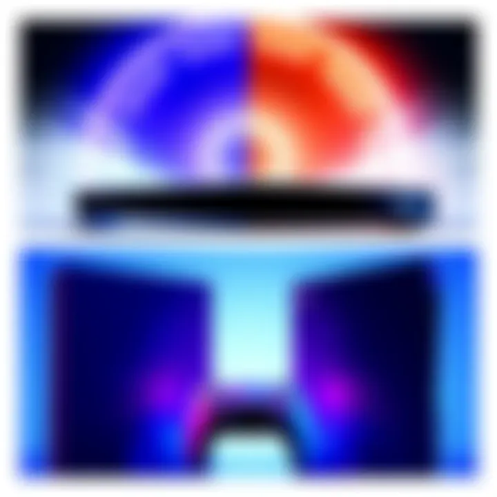 PS5 Pro Console Comparison A side-by-side comparison of the PS5 and PS5 Pro consoles showing differences in design and features.