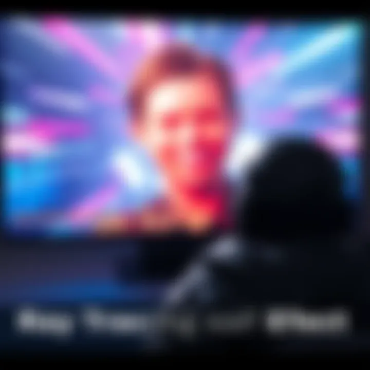 A player using an emote on PS5 while the screen shows a blurred ray tracing effect that becomes clearer during the emote, highlighting shadow quality changes.