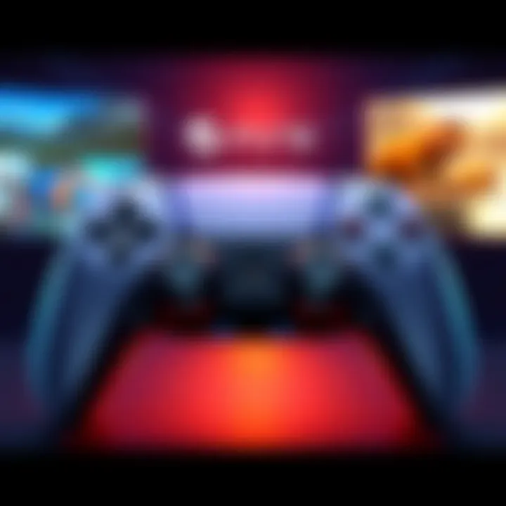 Illustration showing a PS5 controller mapped to Steam games with highlighted buttons and settings menu