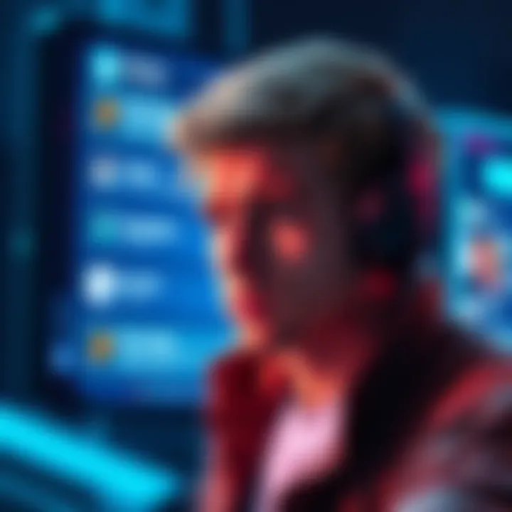 A gamer looking confused while checking the PS5 text chat feature on a screen, with buttons highlighted in the background.