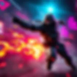 A dynamic PS5 character executing an agile move in combat with vibrant background effects