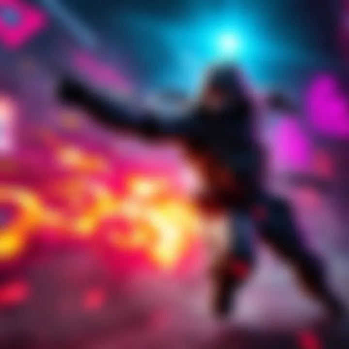 A dynamic PS5 character executing an agile move in combat with vibrant background effects