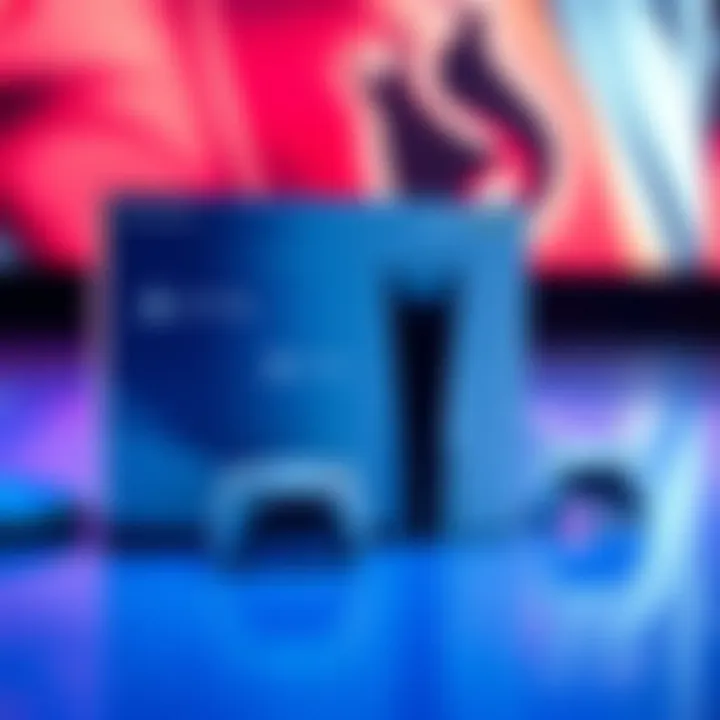 A PlayStation 5 console with its original packaging displayed, showcasing the sleek design and branding.