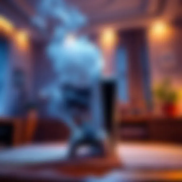 A PS5 console emitting smoke with a noticeable burning smell in a living room setting