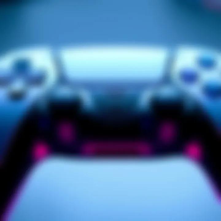 Close-up view of the PS5 controller grip showing button symbols on the surface