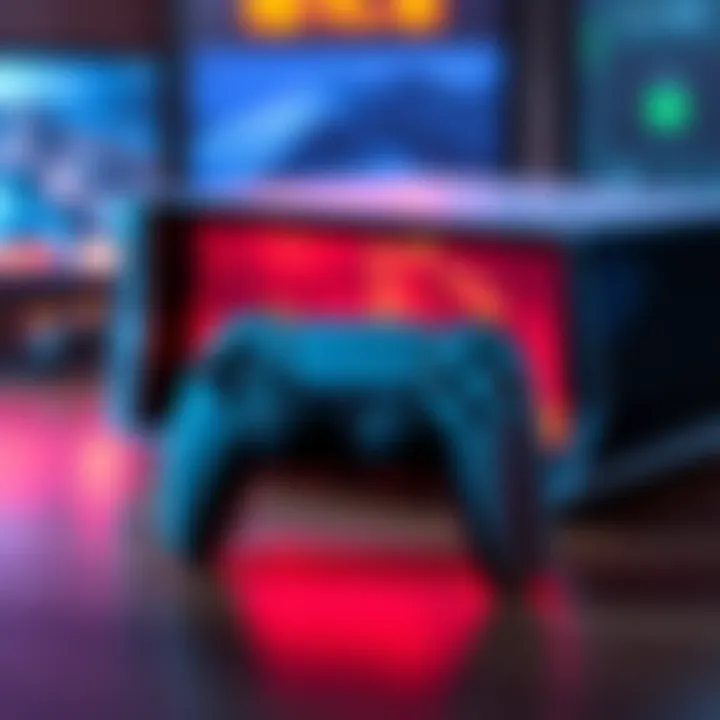 A PlayStation 5 console with a controller displayed, showing an issue where the screen moves down by itself