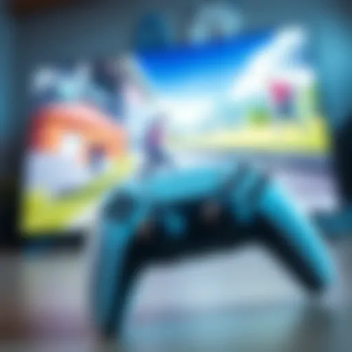 A PS5 controller in front of a TV displaying a game scene with a character moving smoothly, representing the fix for stuttering issues.