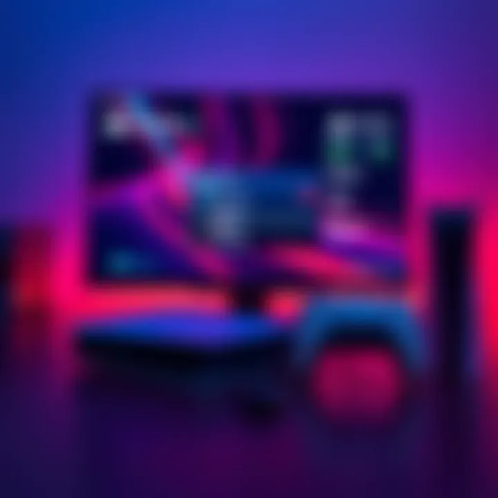 A PlayStation 5 console connected to a DisplayPort monitor using an adapter, showing a gaming interface on the screen.