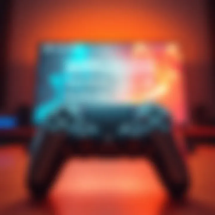 A PS5 controller in front of a TV displaying options for changing field of view settings, emphasizing comfort for players