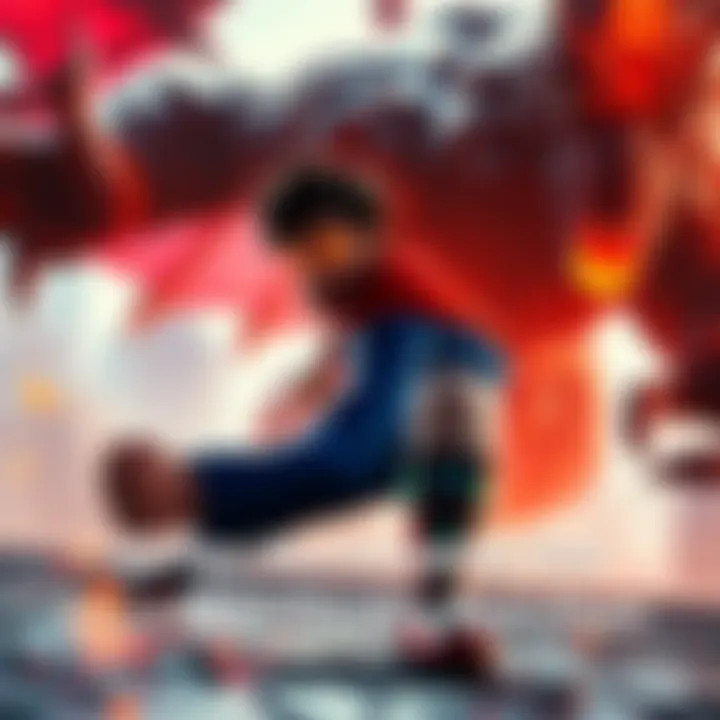 A PS5 game character engaging in combat with a large boss in an open world setting, showcasing vibrant graphics