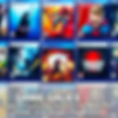 A variety of PS5 game covers including Ghost of Tsushima, Spider-Man, and It Takes Two, arranged in a colorful display