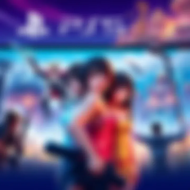 An illustration showing popular PS5 games with vibrant characters and open world scenes, highlighting customization options.