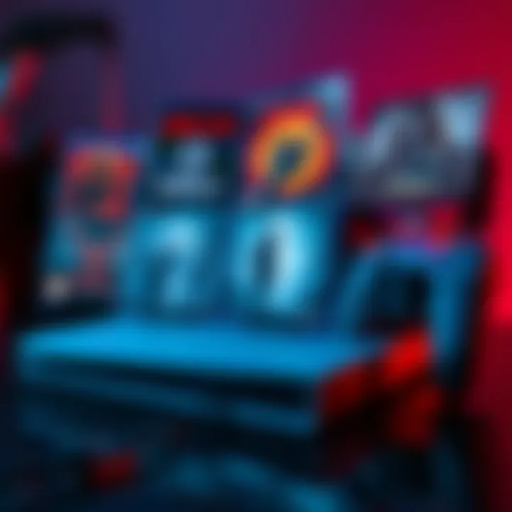 A collection of popular horror game covers displayed on a PS5 console with dim lighting, creating a spooky atmosphere.