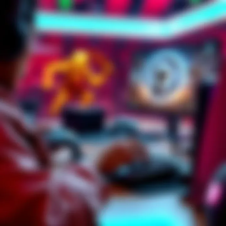 A gamer using a mouse and keyboard to play Arc Raiders on a PS5 setup, showing a close-up of the console and accessories.