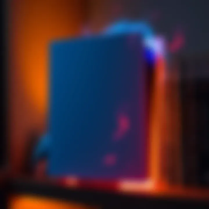 A PS5 console with visible heat waves around it, suggesting overheating, placed upright on a shelf with games beside it.