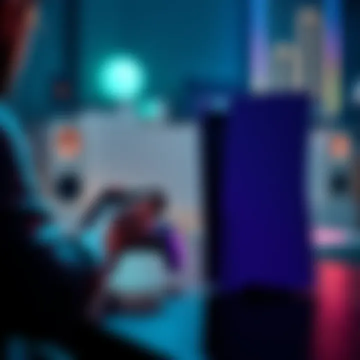 PlayStation 5 Pro Console Upgrade A gamer holding a PlayStation 5 console while looking at a PlayStation 5 Pro model on a table, considering an upgrade.