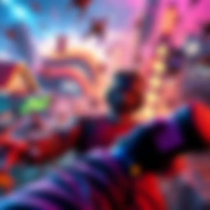 A player enjoying an action-packed moment in a vibrant PS5 game, surrounded by colorful graphics and immersive scenes.