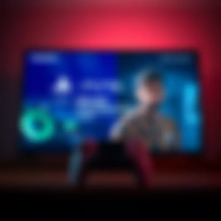 A PlayStation 5 console displayed on a TV screen, showing the safe mode menu after a power outage, with a worried gamer in the background.
