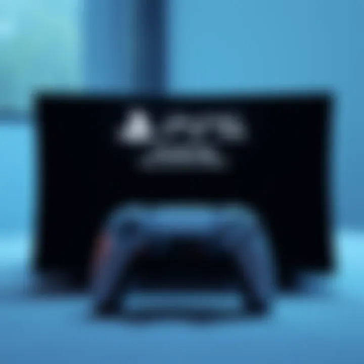 A PlayStation 5 console displaying the safe mode screen with a controller in front of it