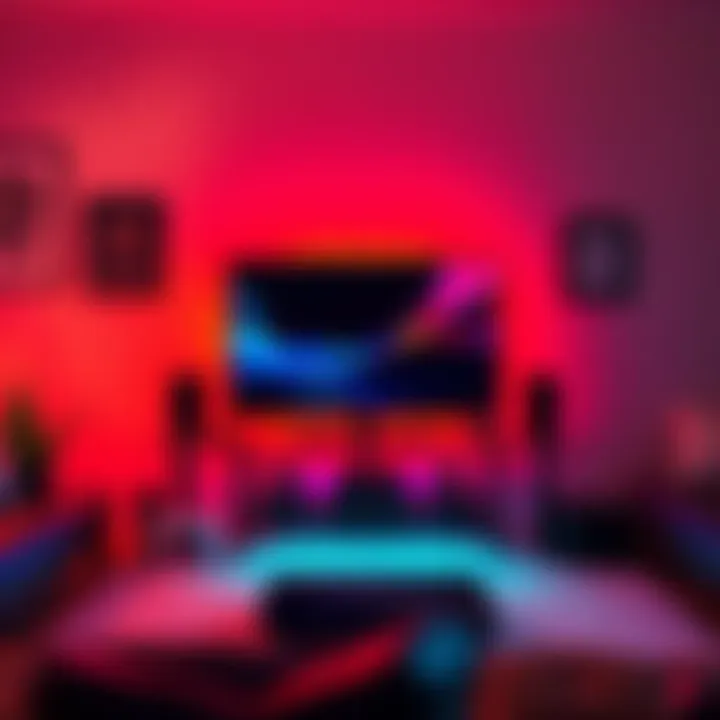 PlayStation 5 setup on a TV stand with gaming accessories around it.