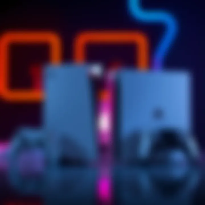 PS5 Slim and PS4 Pro Side by Side A PS5 Slim and PS4 Pro placed next to each other, showcasing the design differences and highlighting the upgrade in gaming consoles.