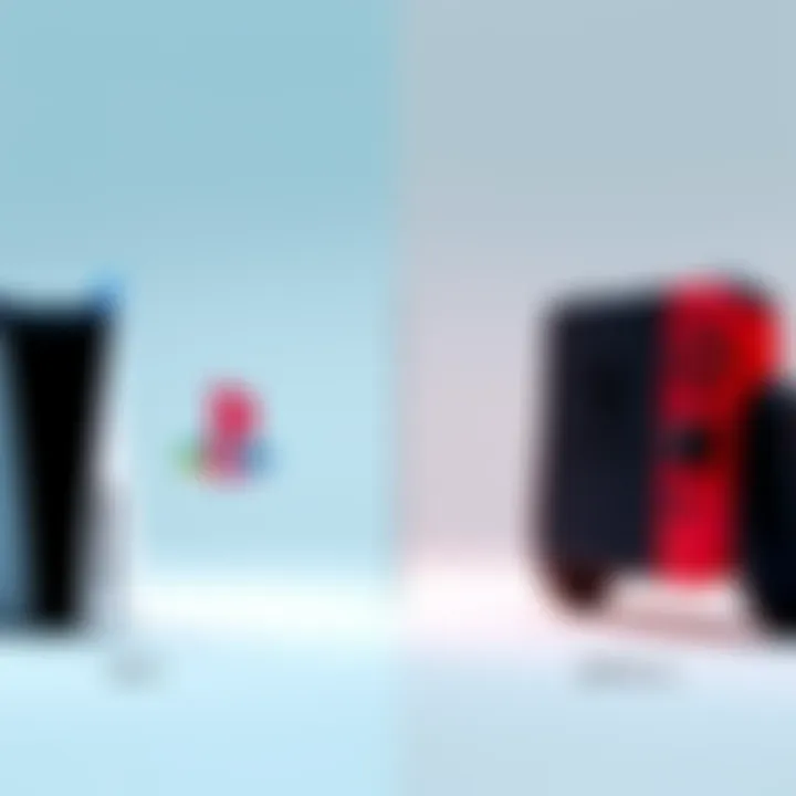 A side-by-side comparison of PS5 and Nintendo Switch consoles showcasing the differences in graphics and gameplay