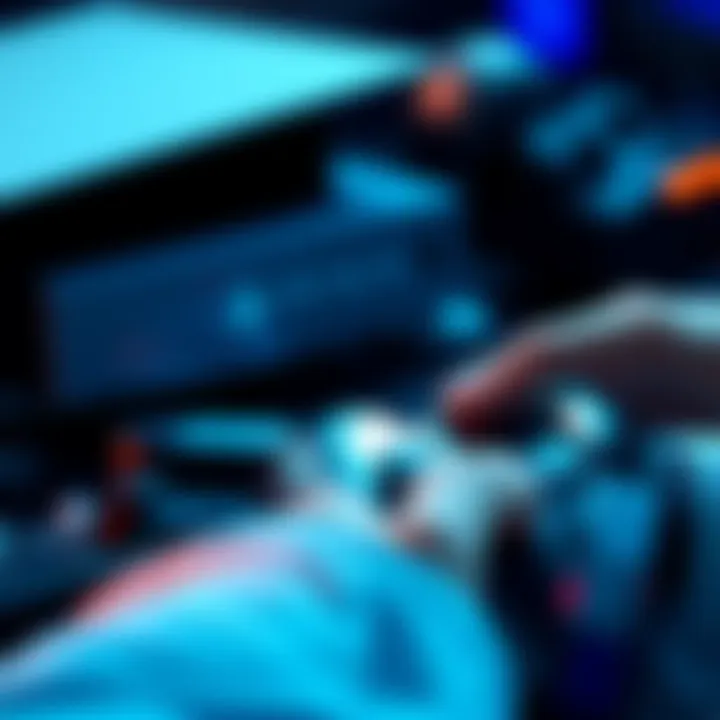 A person transferring save data from a standard PS5 to a PS5 Pro with a USB drive