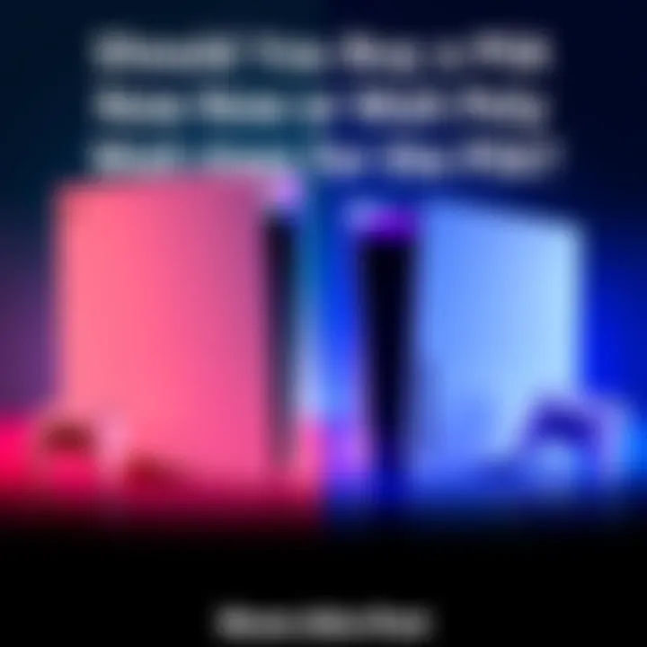 A side-by-side view of a PS5 Slim disc console and a digital illustration of the upcoming PS6, highlighting the differences in design and features.