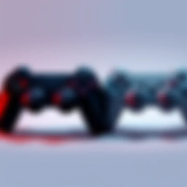 A side-by-side view of a PS1 controller and a PS2 controller showcasing their distinct designs and button layouts