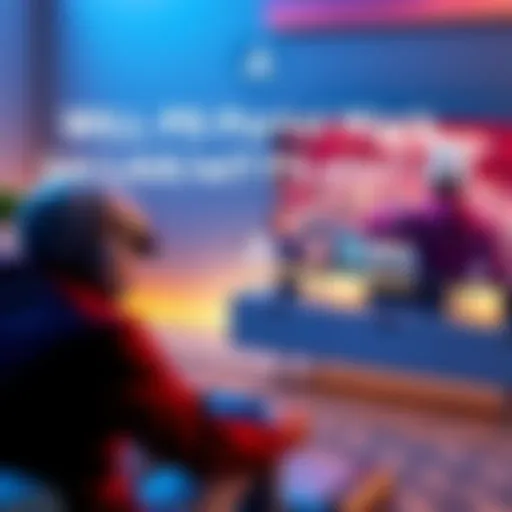 A gaming setup showing a PS Portal connected to a PS5 Slim via LAN and 5GHz Wi-Fi, with a person gaming on a TV.