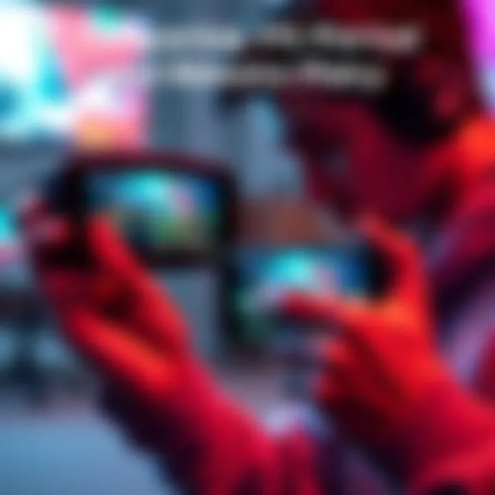 A gamer holds a PS Portal in one hand and a smartphone with Remote Play in the other, focused on a gaming session